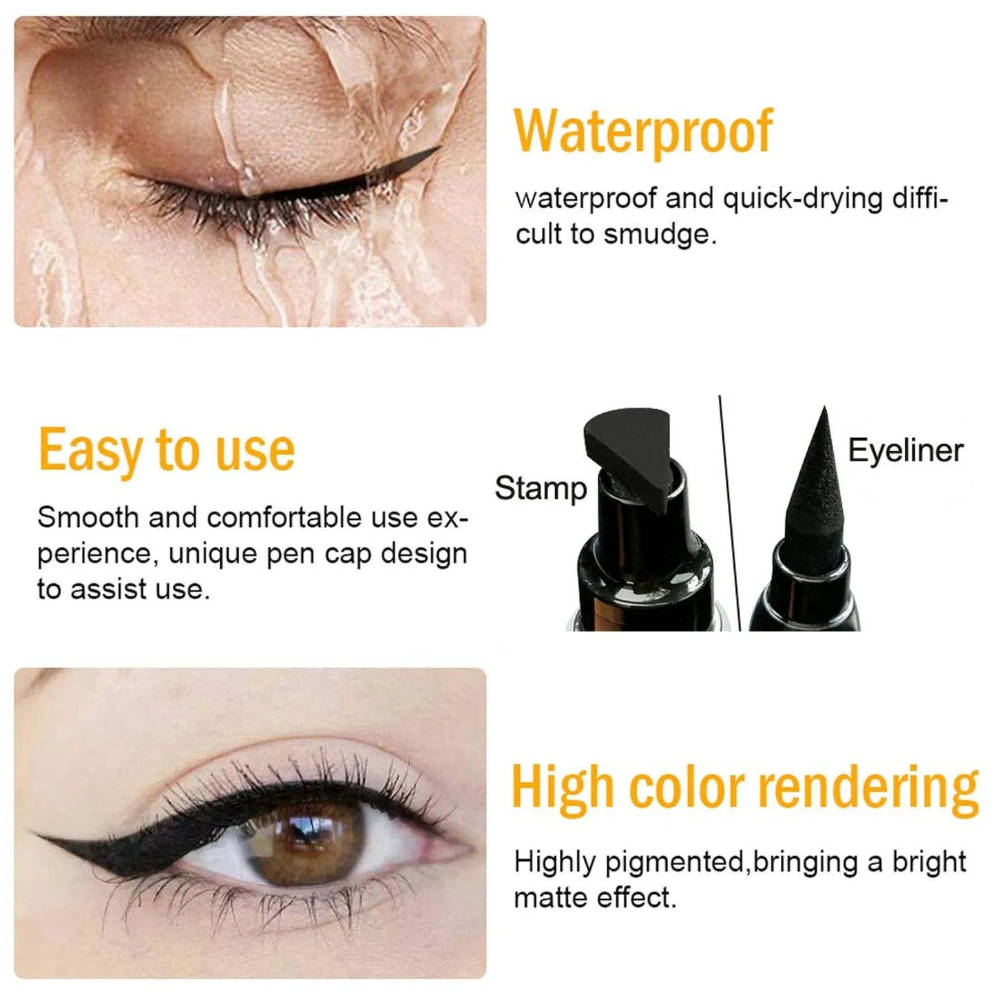 2 In1 Stamp Eyeliner make up Waterproof Eye liner